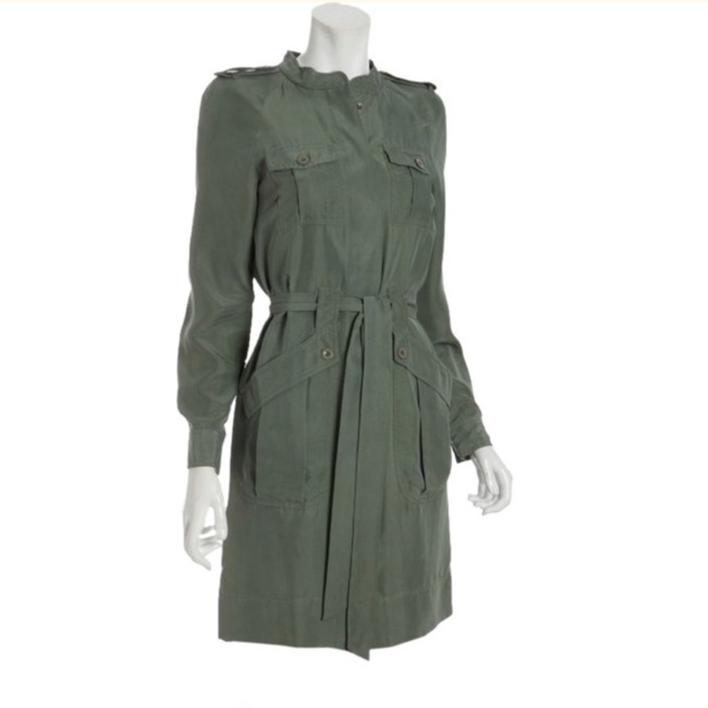 Marc by Marc Jacobs Long Sleeve Silk Belted Utility Dress in Green Size 4